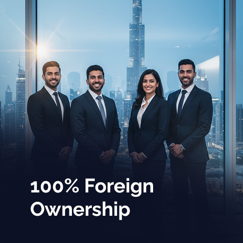 Symbol for 100% foreign ownership in Dubai free zones